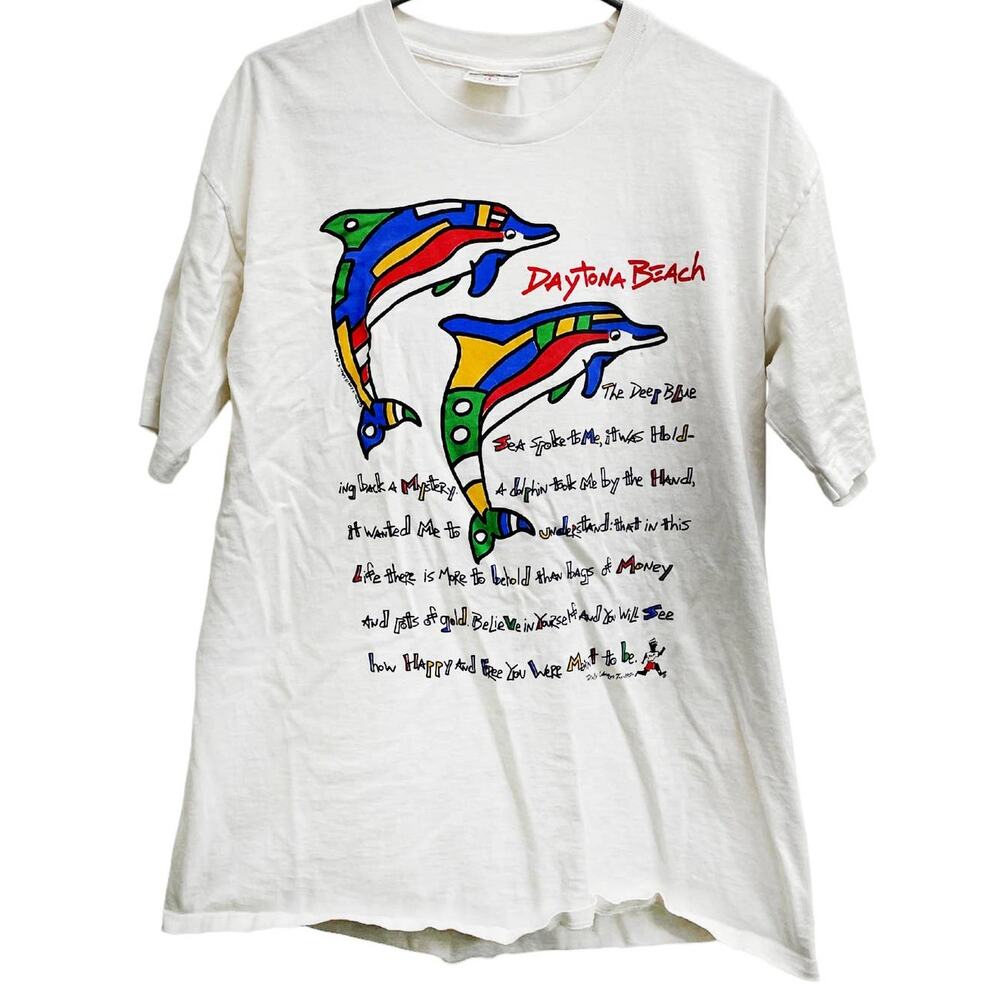 Vintage Daytona Beach Dolphins Single Stitch TUT Tshirt  Tee 90s